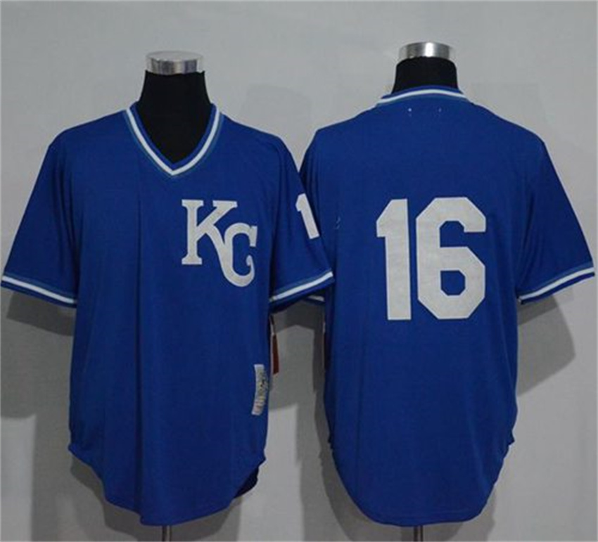 Men's Blue Kansas City Royals Active Player Custom Throwback Mitchell And Ness Stitched Jersey